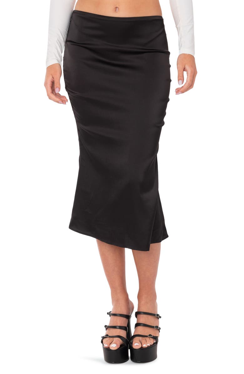 EDIKTED Low Rise Satin Midi Skirt, Main, color, 