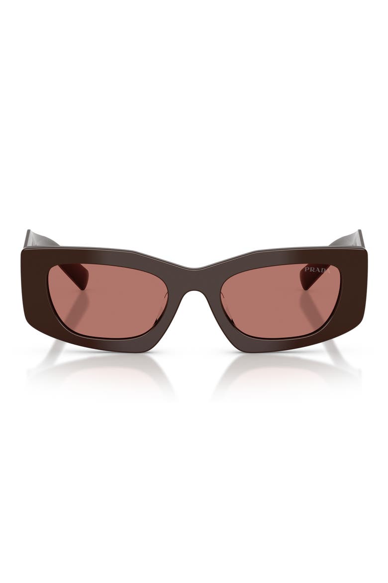 51mm Rectangular Sunglasses, Main, color, CIGAR / BORDEAUX