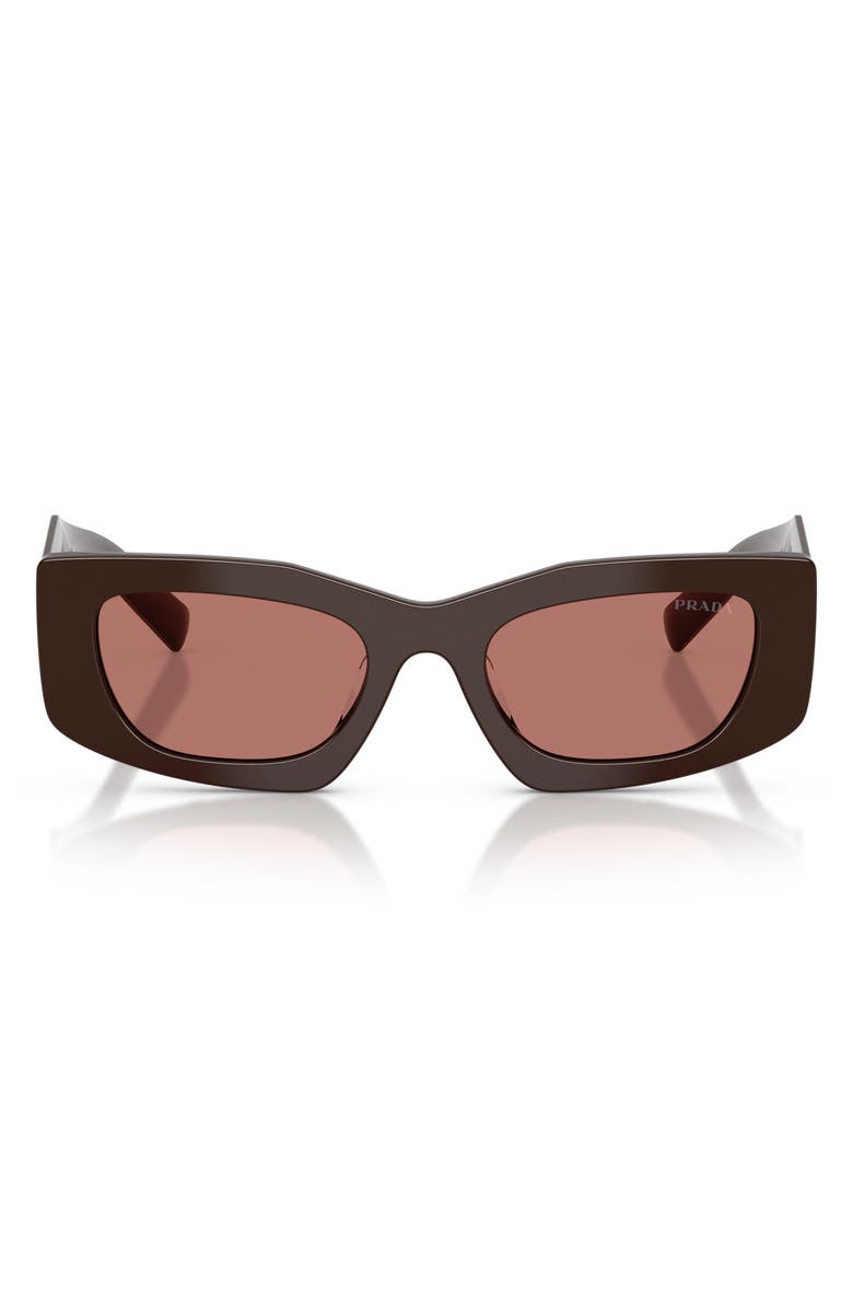 Prada 51mm Rectangular Sunglasses, Main, color, Cigar / Bordeaux