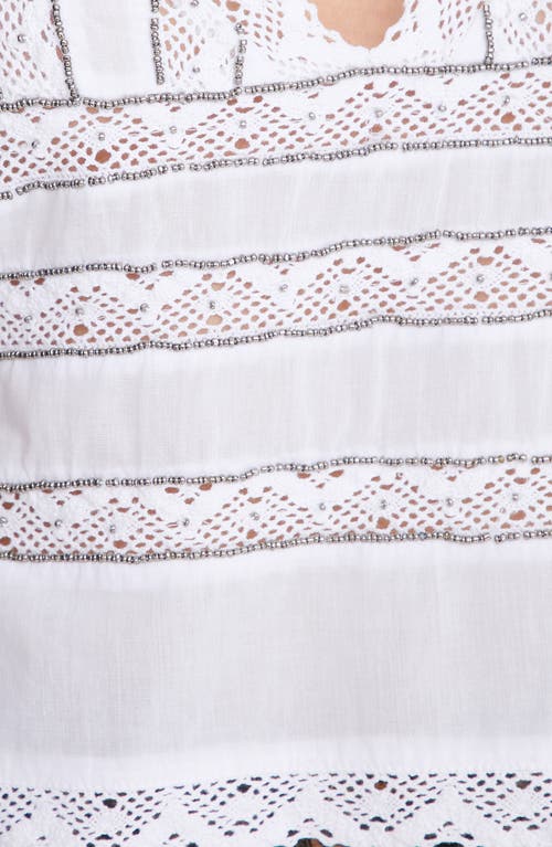 Nasty Gal Beaded Lace Trim Halter Top In White