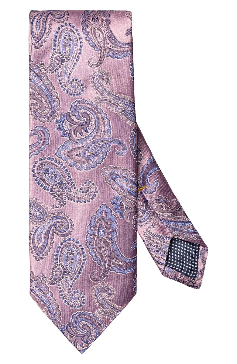 Eton Paisley Jacquard Silk Tie, Main, color, Medium Pink