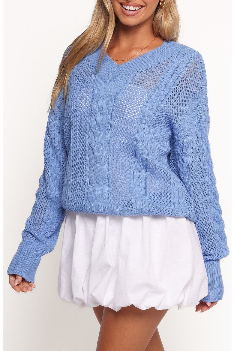 Janie Mixed Open Stitch Sweater, Alternate, color, BLUE