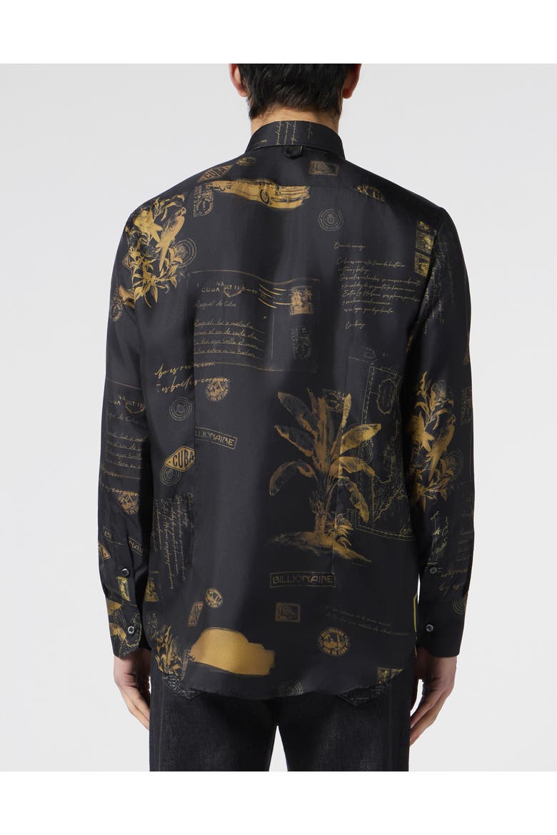 Printed Silk Shirt Letter Men, Alternate, color, black