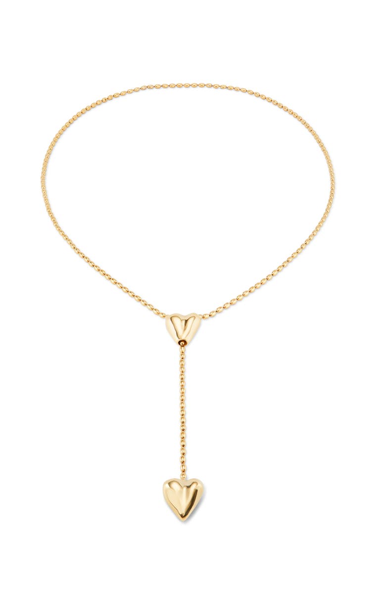 UNODE50 Double Heart Y Necklace, Alternate, color, Gold