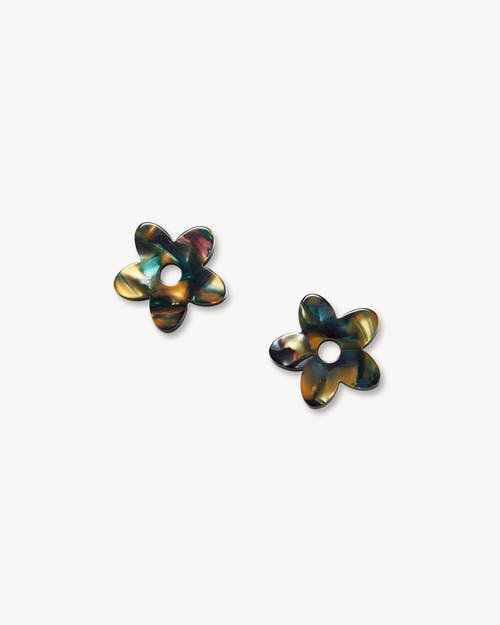 Machete Petite Flower Charms In Green Tortoise
