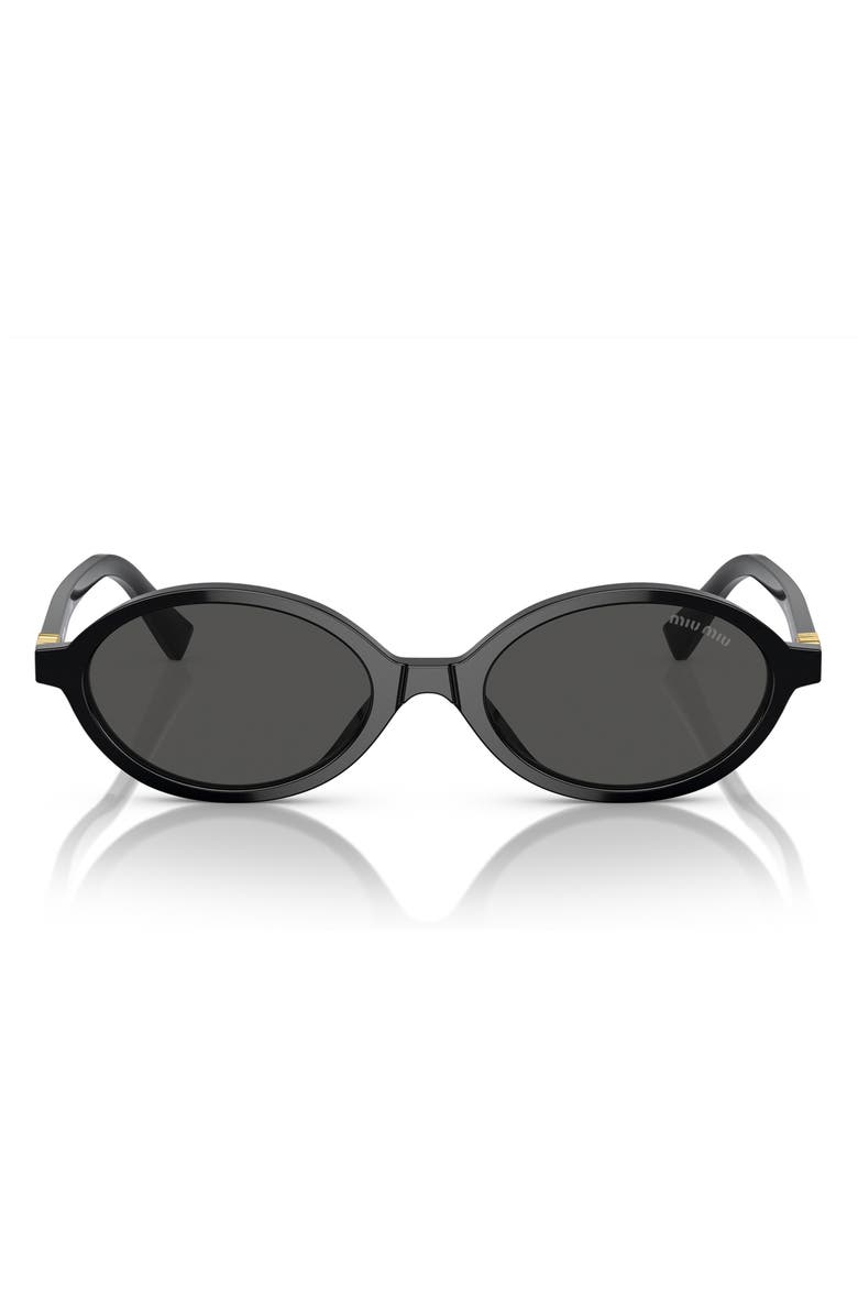Miu Miu 50mm Oval Sunglasses, Main, color, Black / Dark Grey