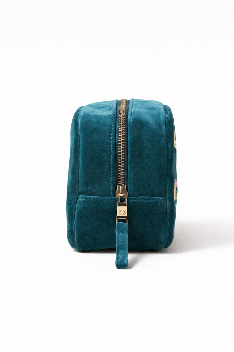 Wildflower Velvet Makeup Bag, Alternate, color, Rich Blue