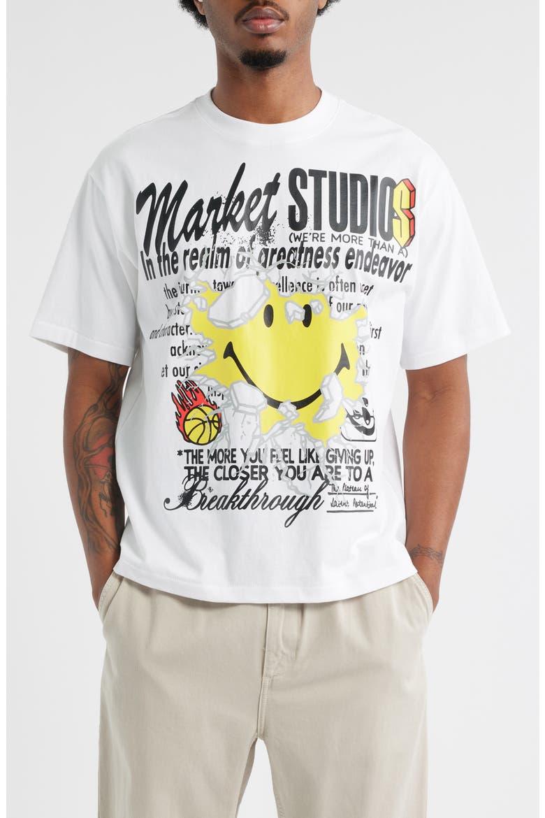 SMILEY® Greatness Cotton Graphic T-Shirt, Main, color, WHITE