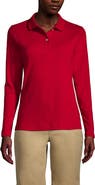 Lands' End School Uniform  Long Sleeve Feminine Fit Interlock Polo Shirt