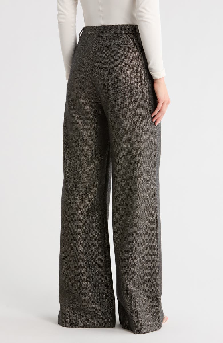 L'AGENCE Pilar Metallic Herringbone Wool Blend Wide Leg Pants, Alternate, color,
