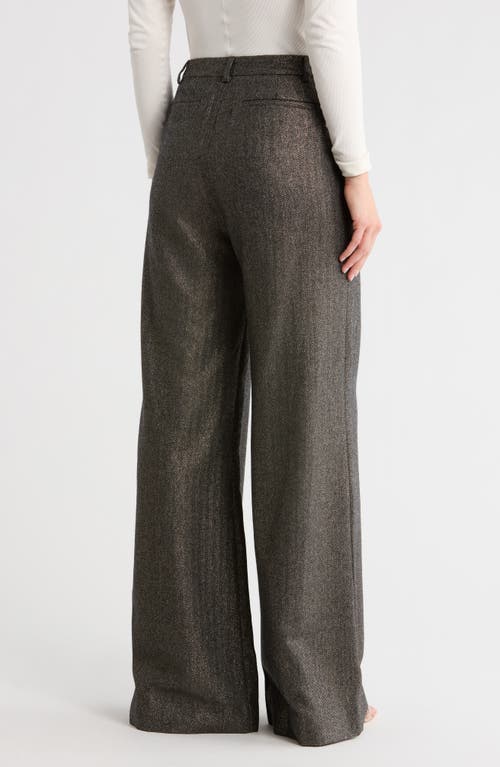 L Agence Pilar Metallic Herringbone Wide-leg Pants In Gray