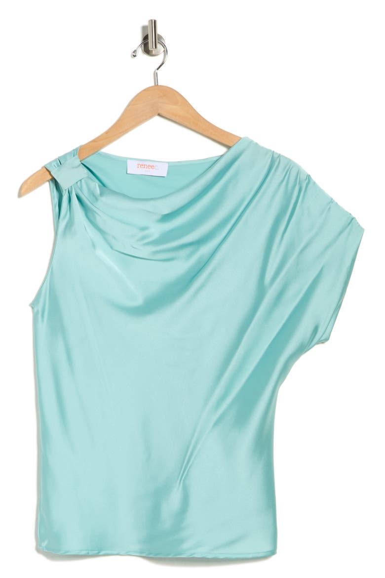 Asymmetric Satin Top, Alternate, color, SEAFOAM