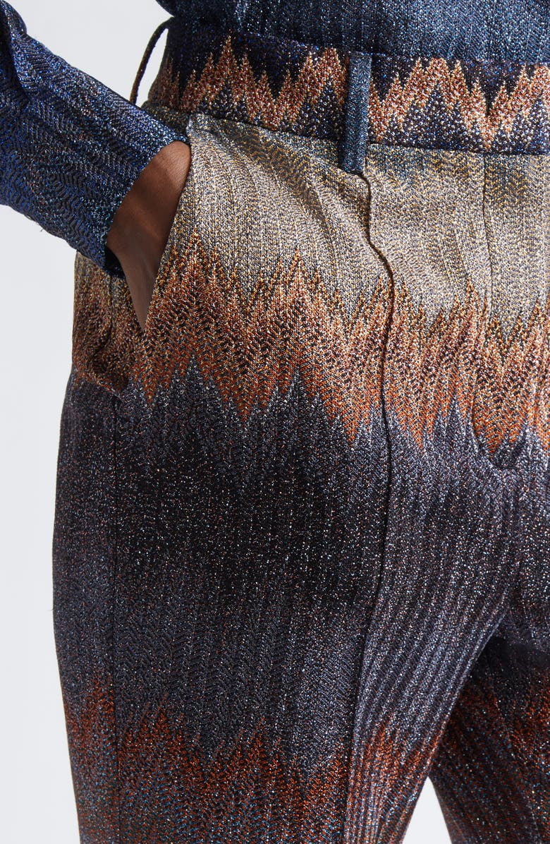 Missoni Stripe Metallic Pleated Trousers, Alternate, color, Blue Tones On Dark Base