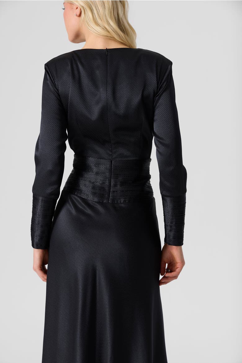 Silk Maxi V-Neck Dress, Alternate, color, Black