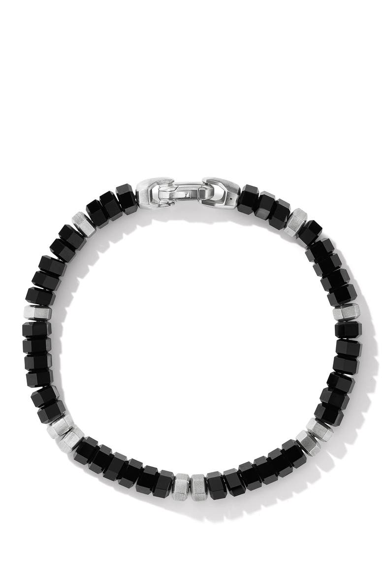 Men's Hex Spiritual Beaded Bracelet, Alternate, color, SILVER/ BLACK ONYX
