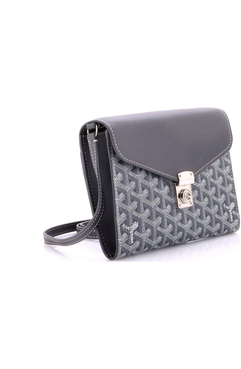 Pre-Owned Goyard Chypre Wallet on Strap Coated Canvas with Leather, Alternate, color, Gray