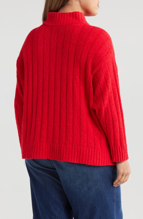 Eileen Fisher Rib Mock Neck Sweater In Red Poppy