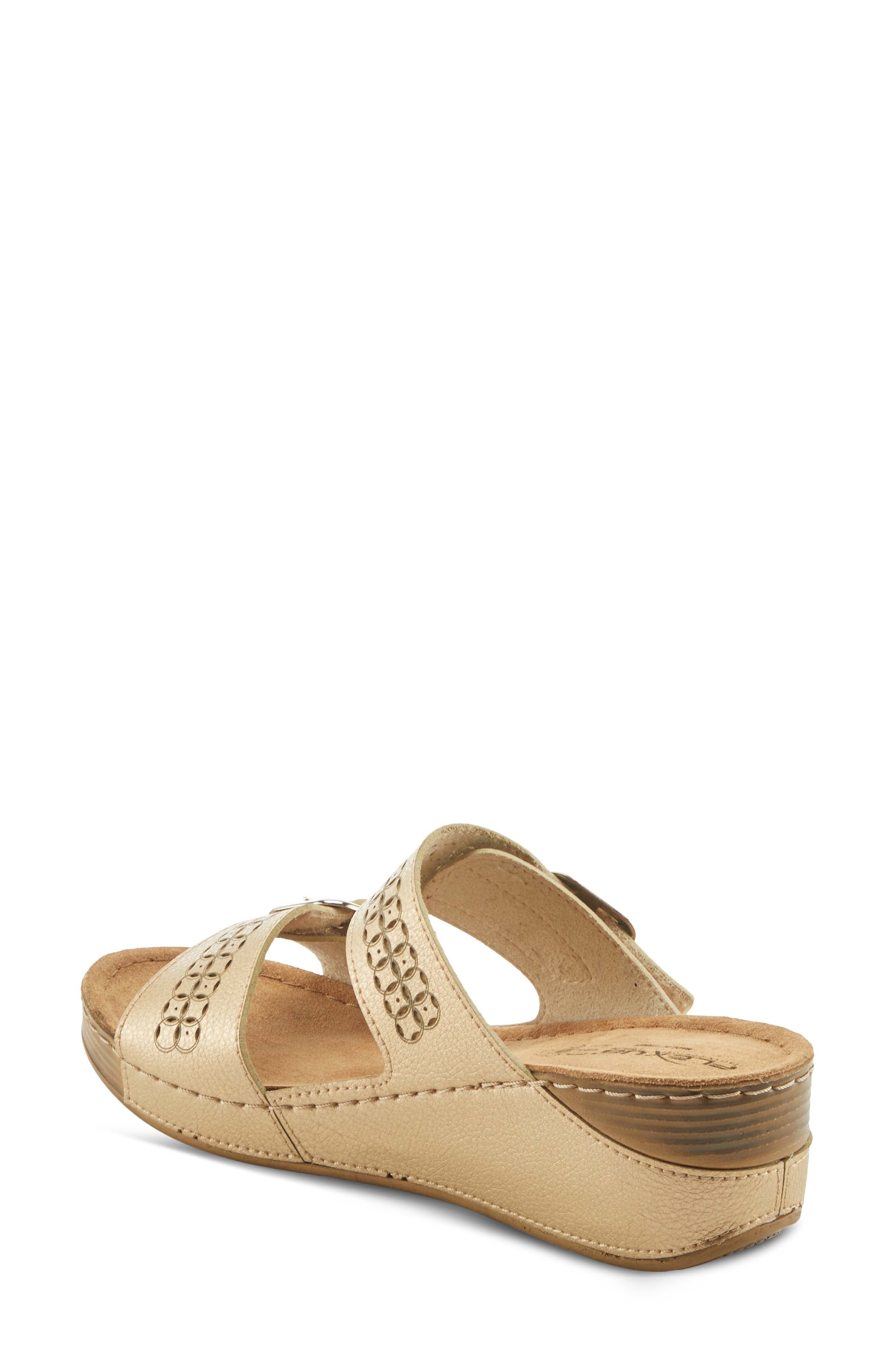 Flexus by Spring Step Thrume Wedge Slide Sandal, Alternate, color, Soft Gold