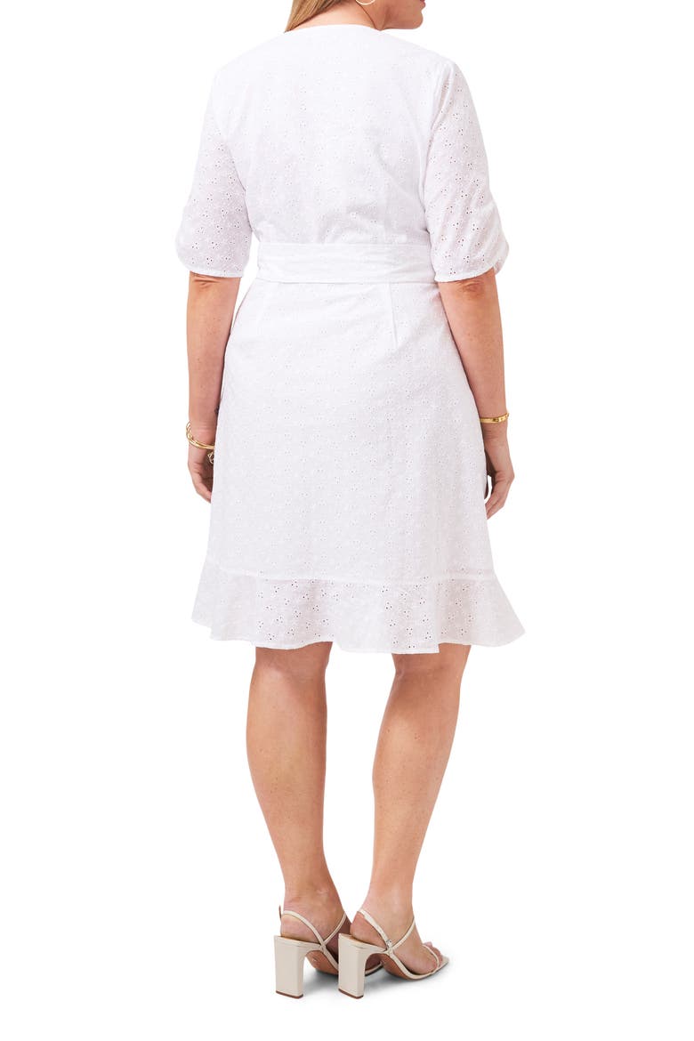 Embroidered Eyelet Cotton Wrap Dress, Alternate, color, ULTRA WHITE