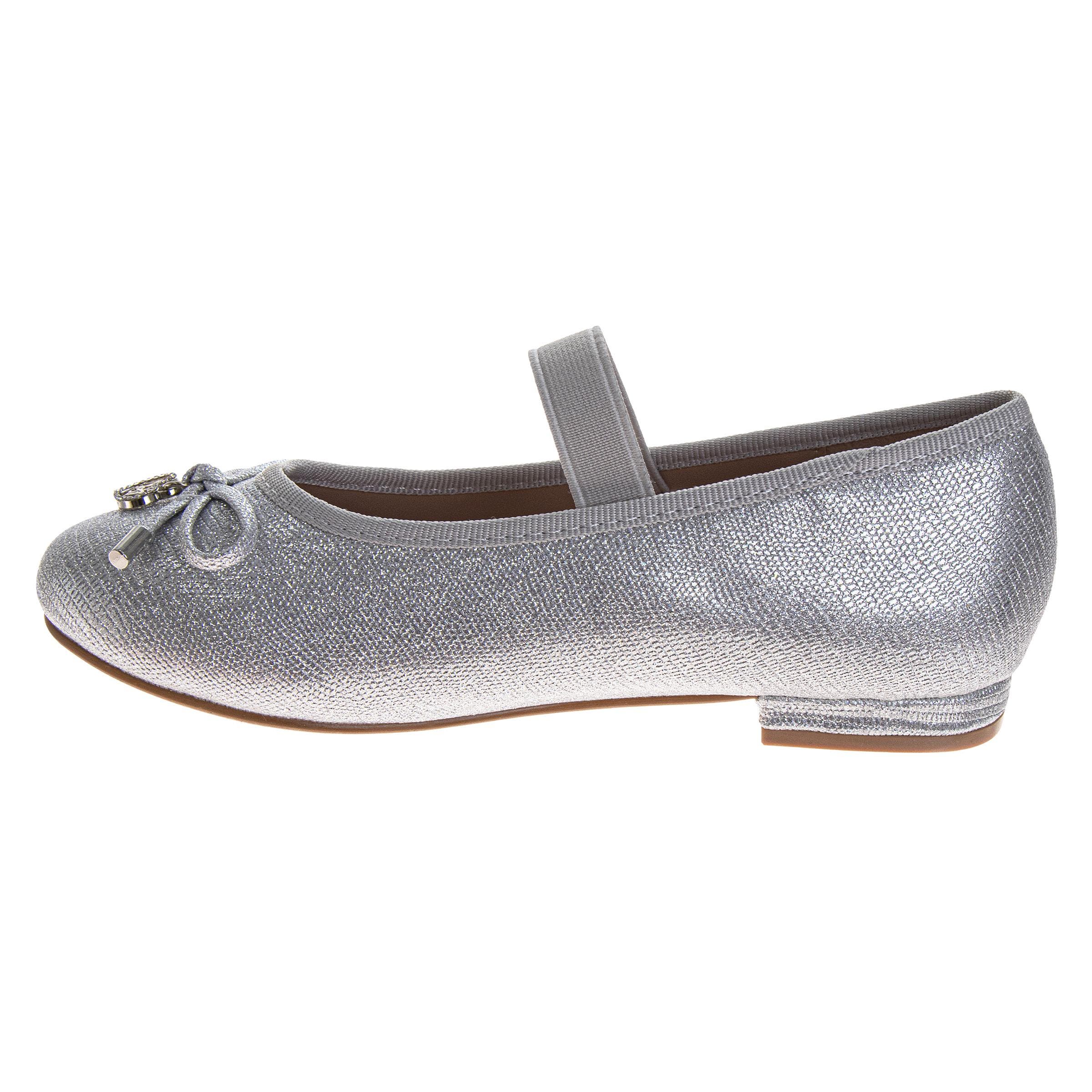 BADGLEY MISCHKA Dress Shoes for Girls Elegant Glitter Finish Classic Formal, Alternate, color, Silver