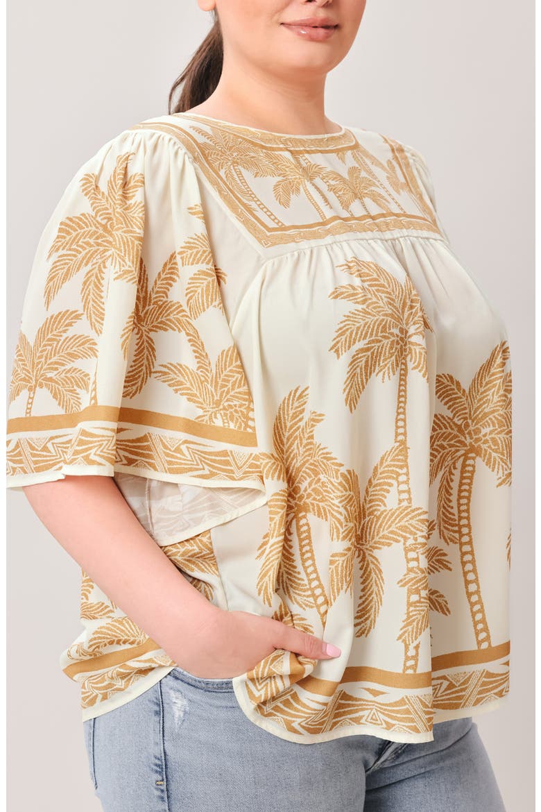 Palm Tree Print Top, Alternate, color, IVORY