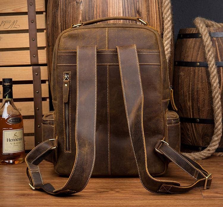 STEEL HORSE LEATHER The Langley Backpack | Genuine Vintage Leather Backpack, Alternate, color, Brown