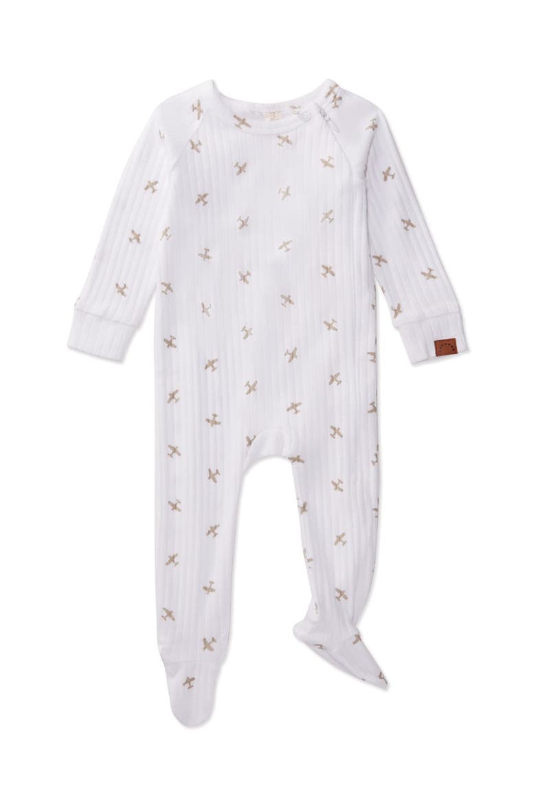 Airplane Ribbed Cotton Rich Footie, Main, color, Winter White
