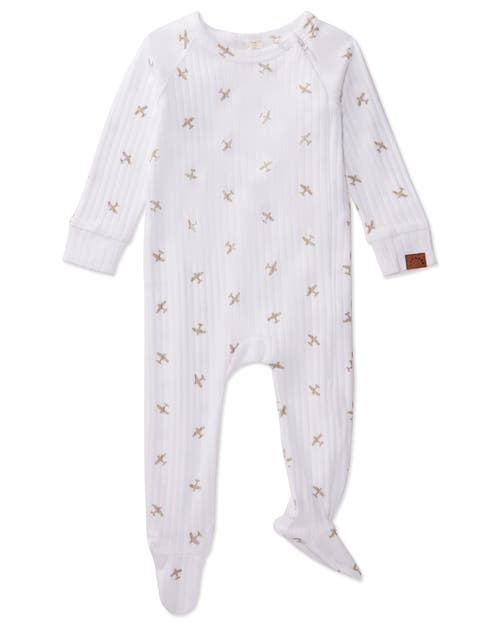 Minimoi Babies'  Airplane Ribbed Cotton Rich Footie In Multi