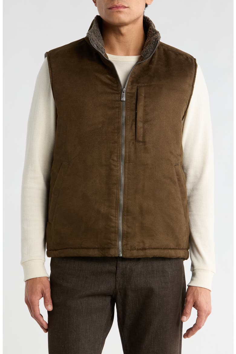 Edgewood Fleece Lined Faux Suede Vest, Main, color, TIMBER