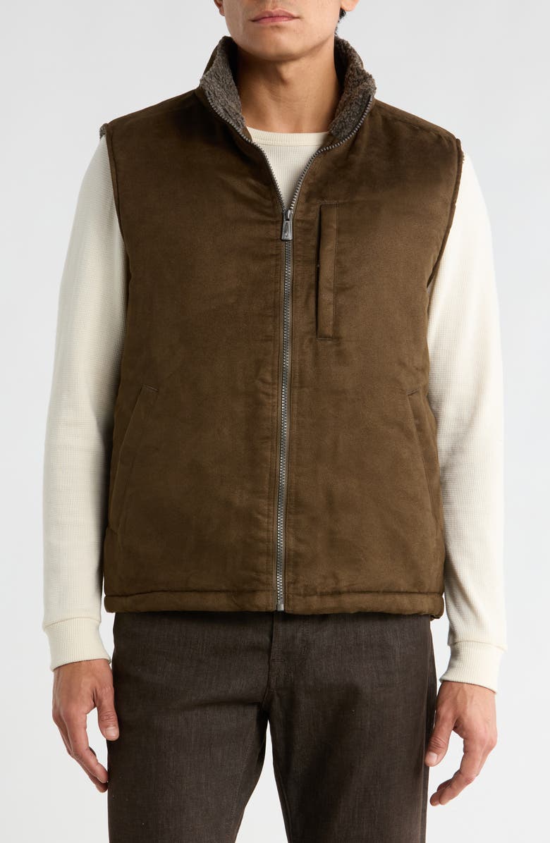 Rainforest Edgewood Fleece Lined Faux Suede Vest, Main, color, Timber