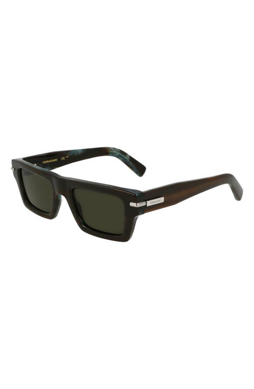 Ferragamo Prisma 50mm Rectangular Sunglasses In Striped Khaki
