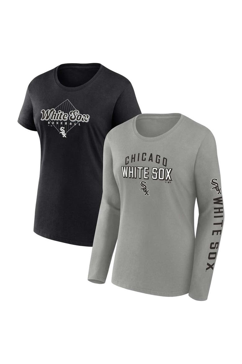 Women's Fanatics Branded Gray/Black Chicago White Sox T-Shirt Combo Pack, Main, color, Gray