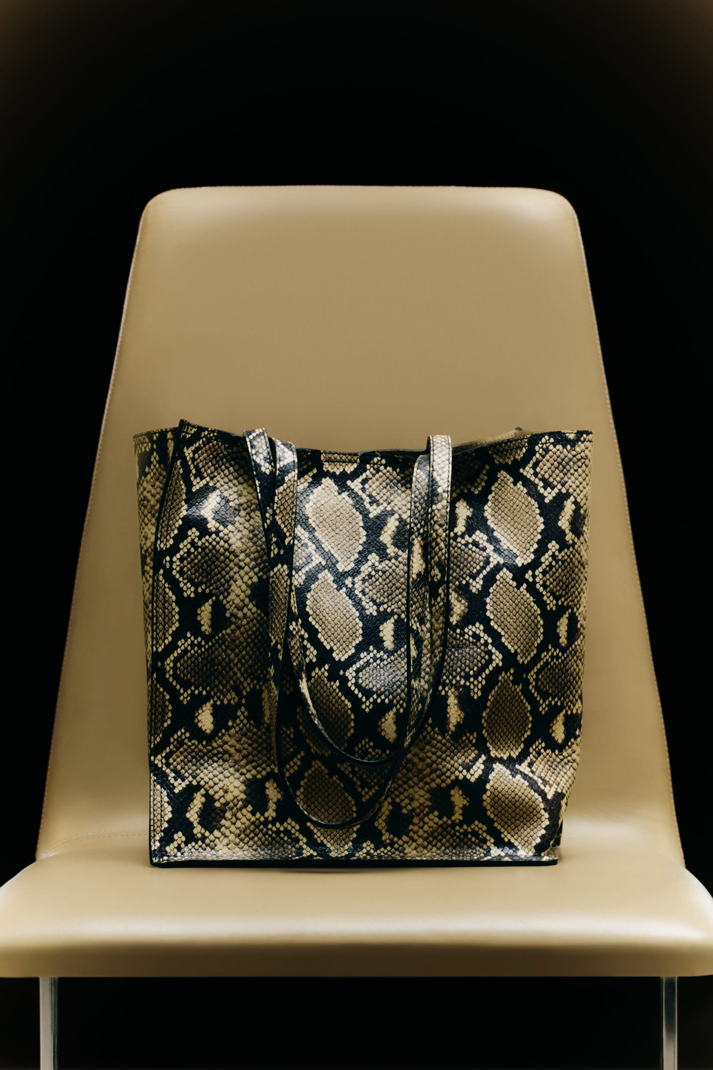 COS Townhouse Shopper Bag - Leather, Alternate, color, Beige / Snakeskin Effect