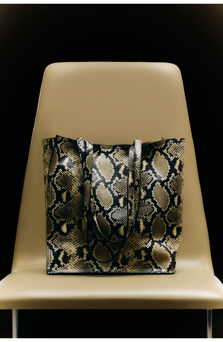 COS Townhouse Shopper Bag - Leather, Alternate, color, Beige / Snakeskin Effect