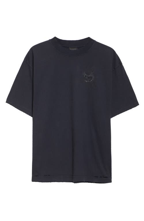 Balenciaga Medium Fit Nail Polish Distressed Logo Graphic T-shirt