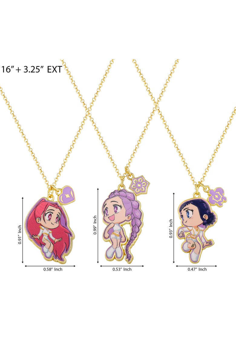Rumi, Zoey, and Mira Necklace Set 3-Piece Official License, 3 Friendship Necklaces Gold-Tone, K-Pop Gifts, Alternate, color, Gold-Tone