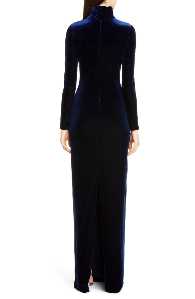 Badgley Mischka Collection Badgley Mischka Long Sleeve Velvet Gown, Alternate, color, 
