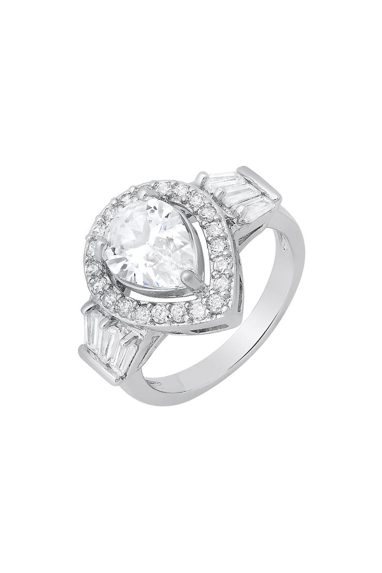 Pear Shape Engagement Ring, Alternate, color, SILVER