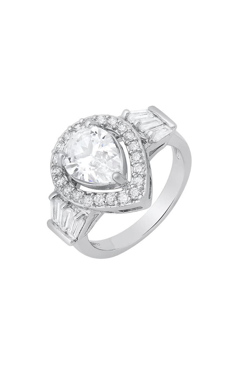 HMY JEWELRY Pear Shape Engagement Ring, Alternate, color, Silver