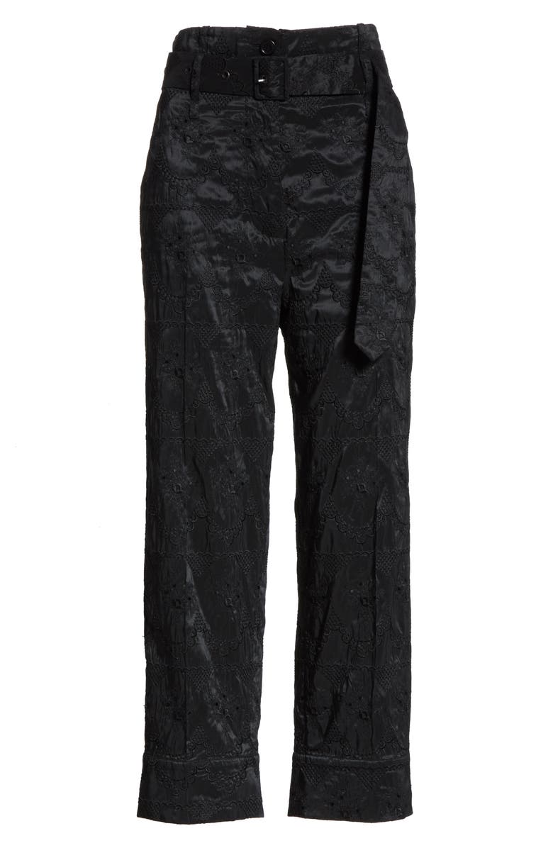 Simone Rocha Embroidered Taffeta Paperbag Waist Trousers, Alternate, color, 