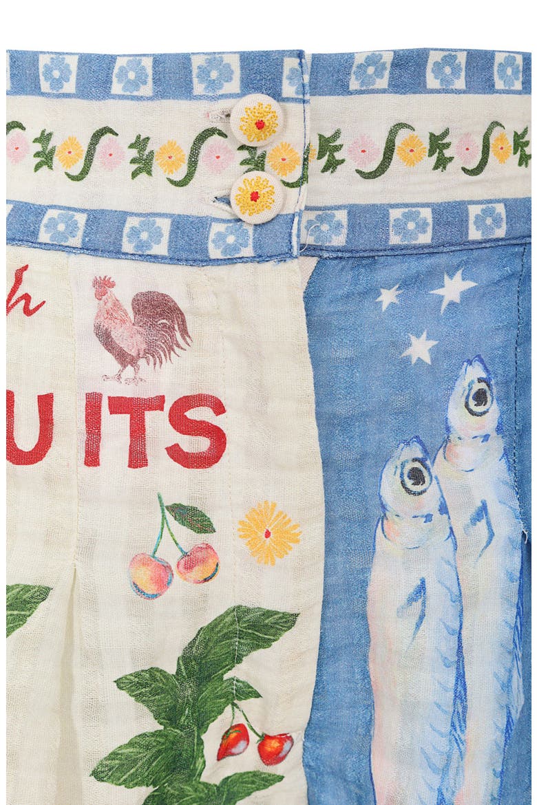 Nalia Cotton Cover-Up Shorts, Alternate, color, WHITE/ BLUE