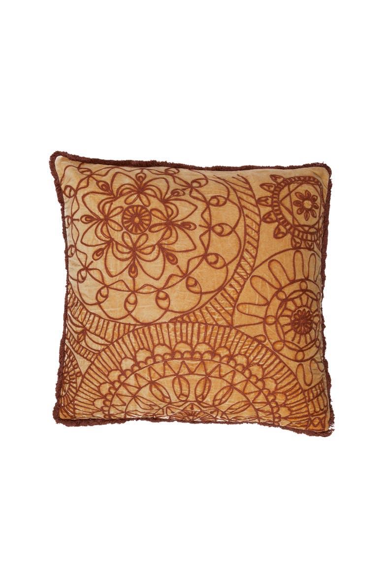 Storied Home Stonewashed Cotton Velvet Pillow with Embroidery, Main, color, Pink