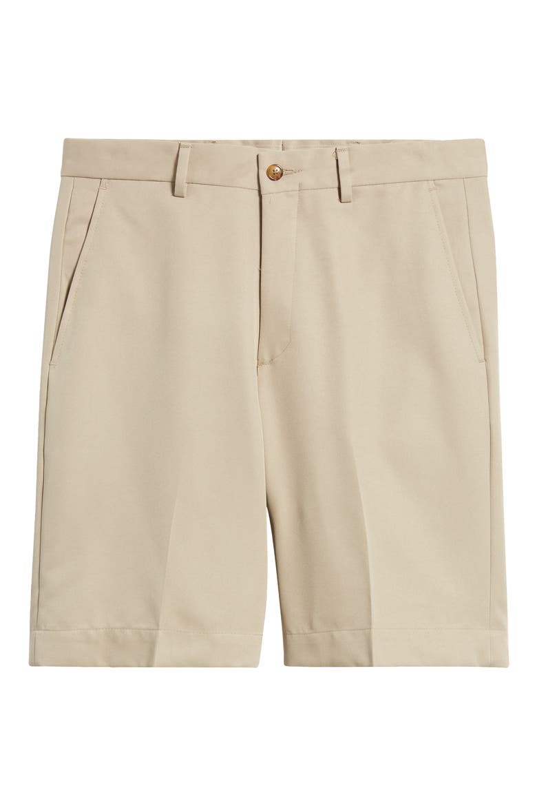 Microfiber Flat Front Shorts, Alternate, color, TAN