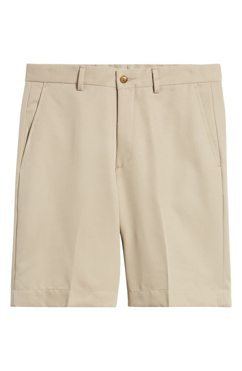 Berle Microfiber Flat Front Shorts, Alternate, color, Tan