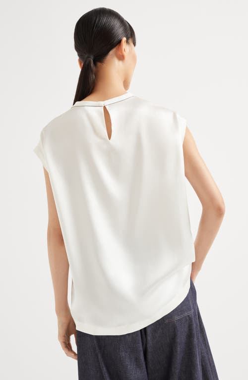 Brunello Cucinelli Silk Satin Top In White