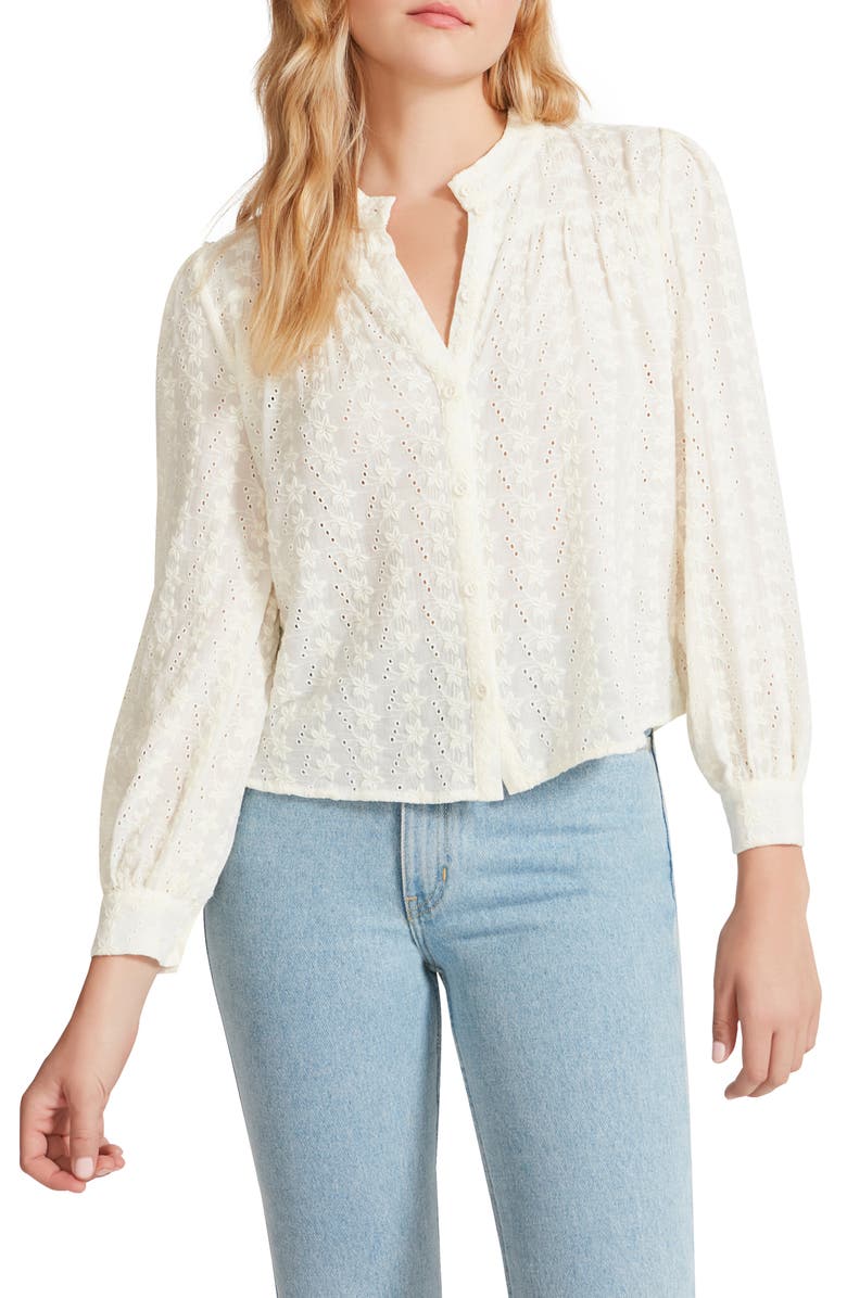 BB Dakota by Steve Madden In the Details Embroidered Voile Top, Main, color, 