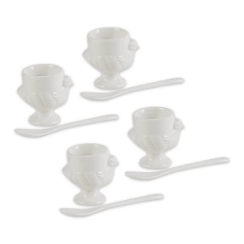 Porcelain Egg Cups & Spoons Set/8