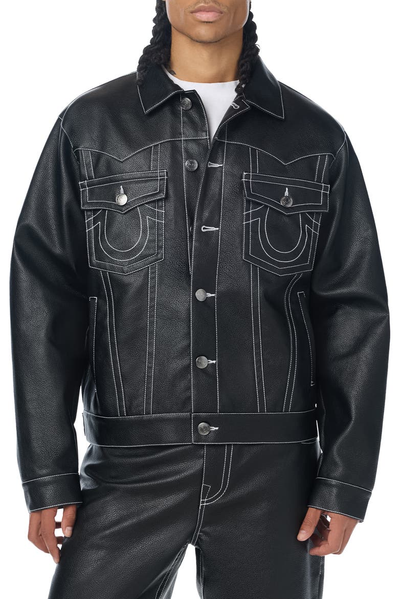 Jimmy Oversized Faux Leather Jacket, Main, color, JET BLACK