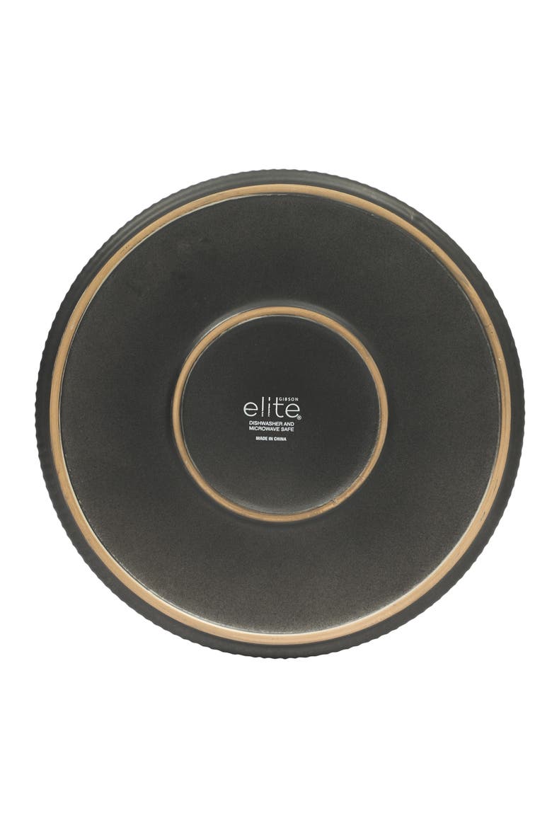 16 Piece Reactive Glaze Stoneware Plates and Bowls Dinnerware Set, Alternate, color, Black