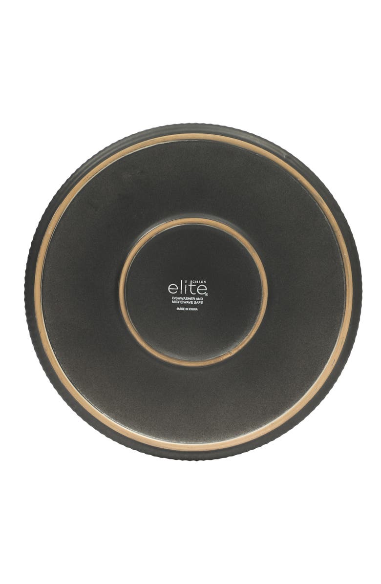 Gibson Elite 16 Piece Reactive Glaze Stoneware Plates and Bowls Dinnerware Set, Alternate, color, Black